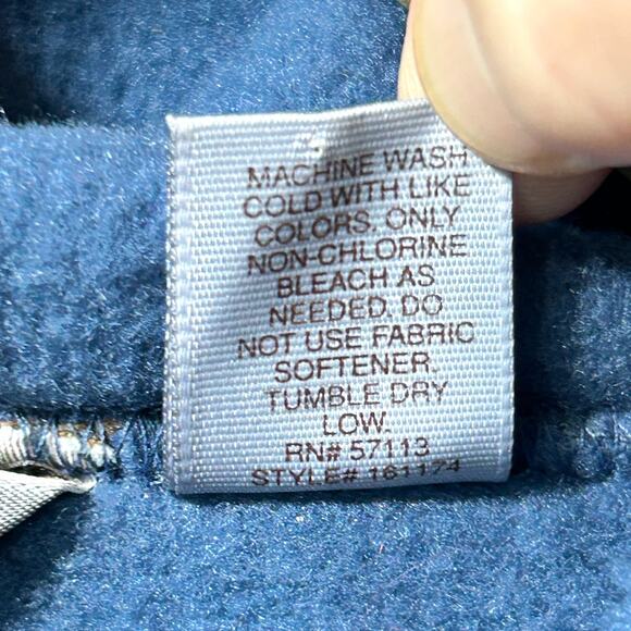 Vintage 90s EMS Henley Fleece Hoodie Lace Up Front RARE Blue Mens Large USA - Picture 5 of 8